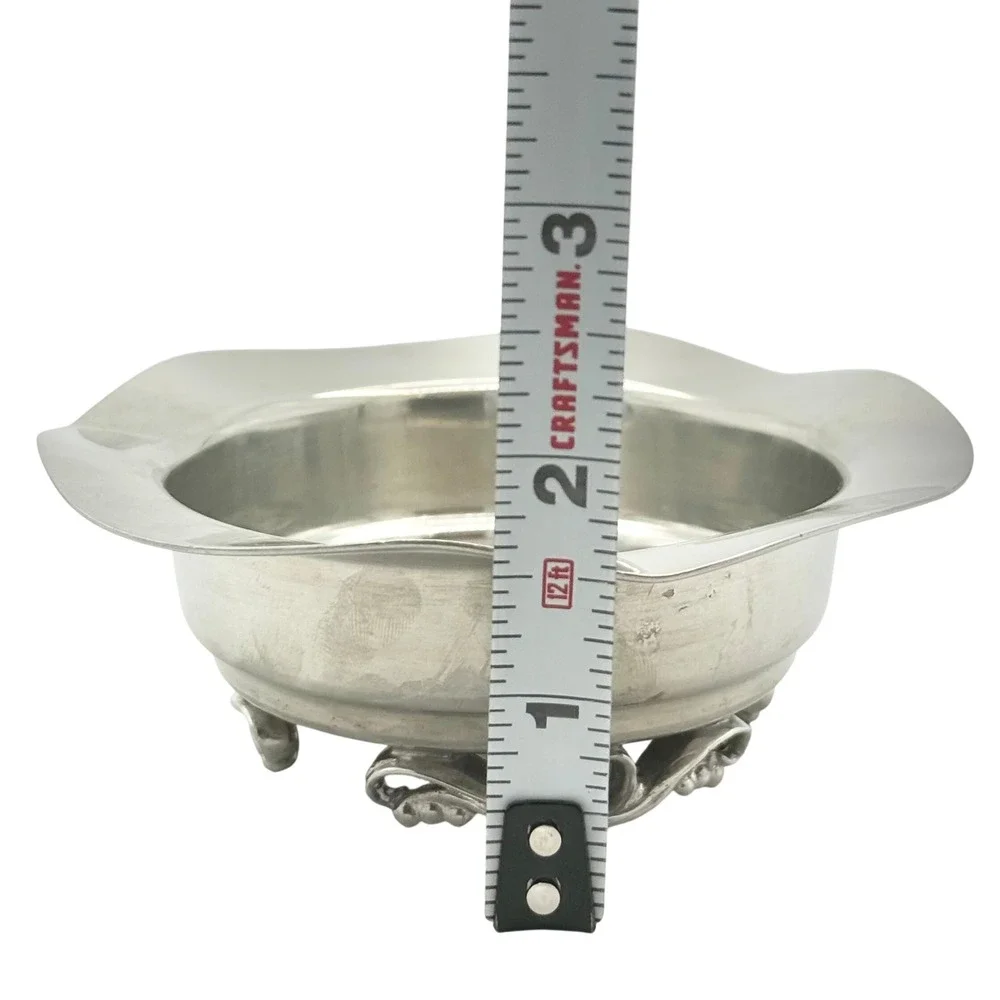 Vintage Handmade Pewter Shirley Williamsburg VA Footed Bowl Catchall